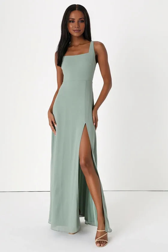 TingPo Wholesale Signature Elegance Remarkable Arrival Sage Brush Sleeveless Maxi Dress formal wear dresses